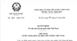THÔNG TIN VỀ VIỆC XIN TRỞ LẠI QUỐC TỊCH VIỆT NAM
