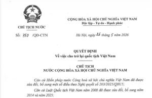 THÔNG TIN VỀ VIỆC XIN TRỞ LẠI QUỐC TỊCH VIỆT NAM
